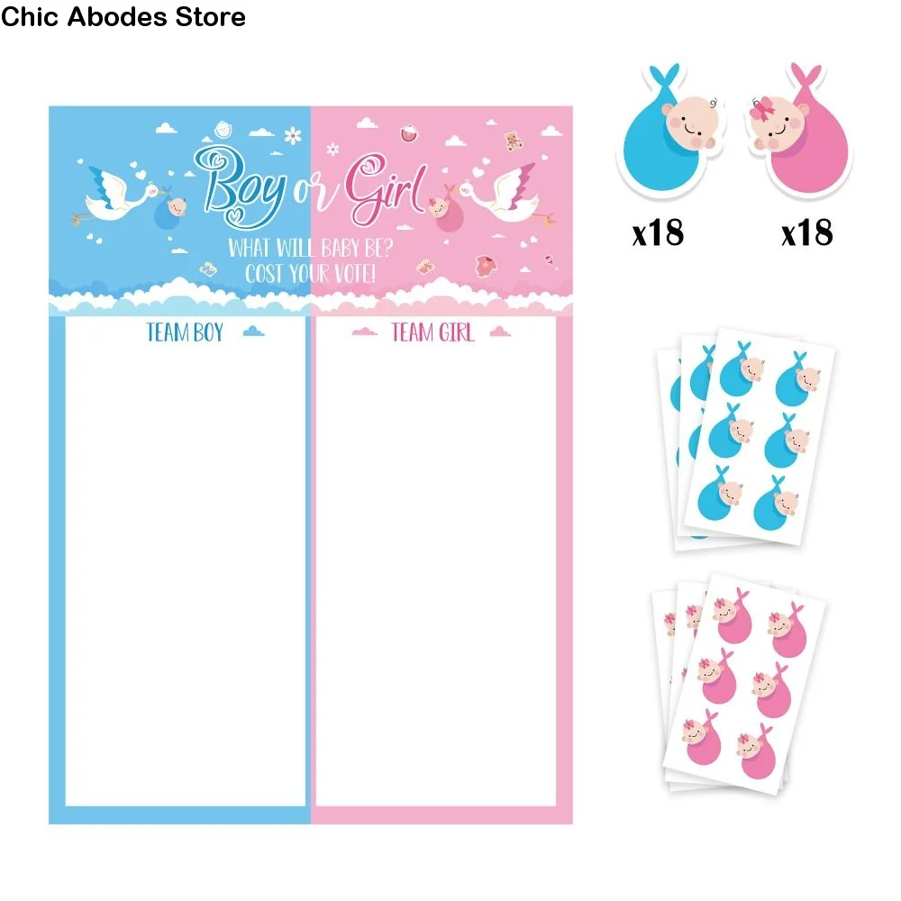 

With Stickers Gender Revealed Voting Game Paper Festive Boy or Girl Poster Board Joyful He or She Poster Board Birthday