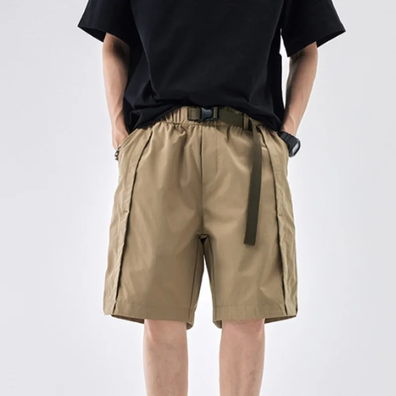 الرجال الصيف الجديدة اليابانية الرجعية عارضة فضفاض بلون العمل السراويل أزياء الاتجاه العلامة التجارية التجفيف السريع الرياضة خمس نقاط السراويل