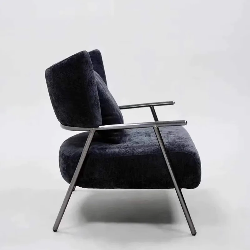 Modern Simple Printed Metal Backrest Single Chair Light Luxury Creative Living Room Sofa Chair Balcony Bedroom Leisur