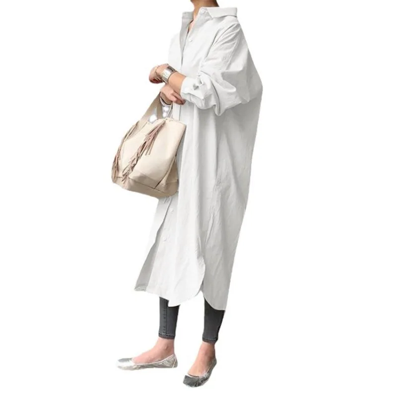 2025 Autumn OL Temperament Korean Version Collage Cotton Long-sleeved Shirt Straight Women's Trench Coat #4