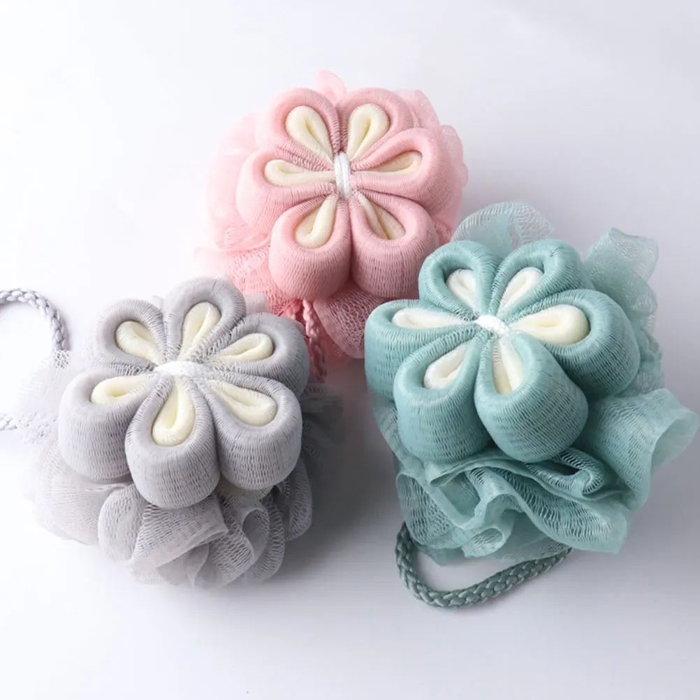 

3Pcs Comfortable Bath Loofah for Washing Exfoliating Shower Balls with Hanging Cord Ideal Portable Household Body Scrubbers