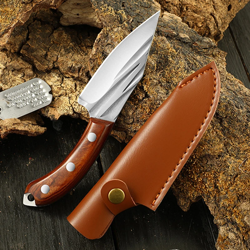 Wooden Handle Sharp Forged Boning Knife, Outdoor Survival Multi-purpose Knife, Household Portable BBQ Meat Cleaver Knife