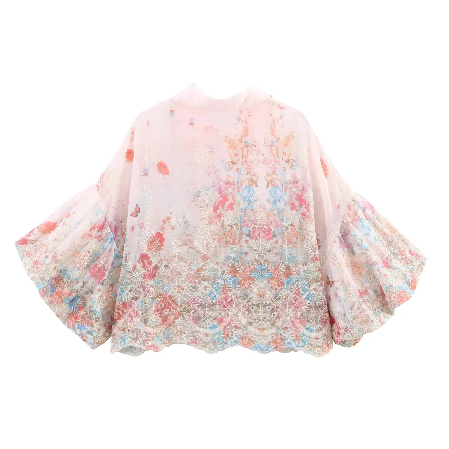 Csa de Manga Bufante Estilo Doce para Mulheres, Design de Moda Primavera Nova, Estilo Francês, Ajuste Solto, Poliéster Res...