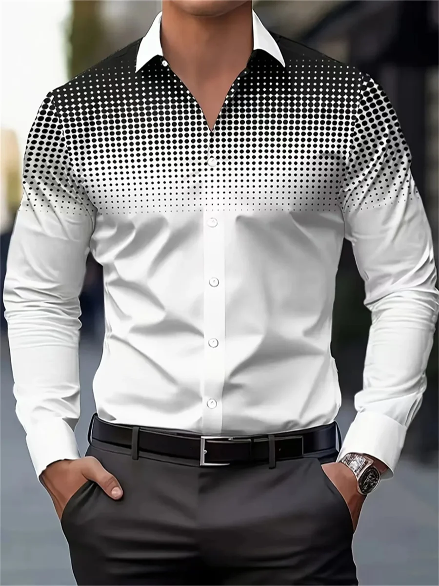 Hawaiian ethnic pattern men's new shirt 3D printing men's long-sleeved shirt flower comfortable lapel top street wear