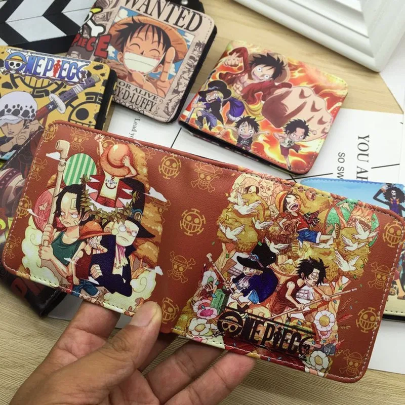 

One Piece Wallet Anime Cartoon Figure Luffy Roronoa Zoro Pu Leather Card Holder Accessoery Coins Purse Money Clip Birthday Gifts