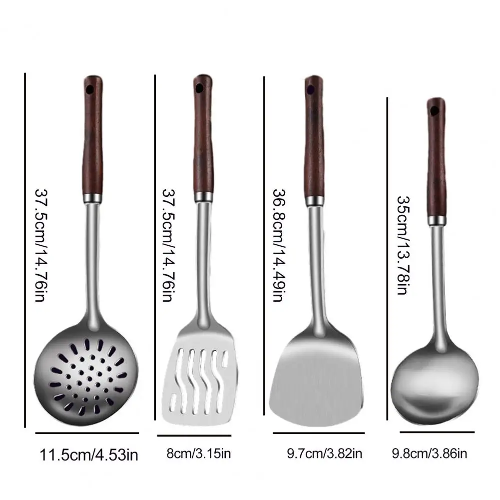 4PCS Kitchenware Set Stainless Steel Cooking Utensils with Anti-Slip Scalding Protection Handles Utensils for Kitchen Cafes Rest