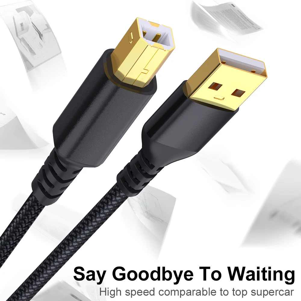 كابل طابعة LAIHONEN USB B إلى USB A USB 2.0 ذكر إلى ذكر سلك الماسح الضوئي سلك طابعة عالي السرعة لـ HP Canon Epson Dell Lexmark