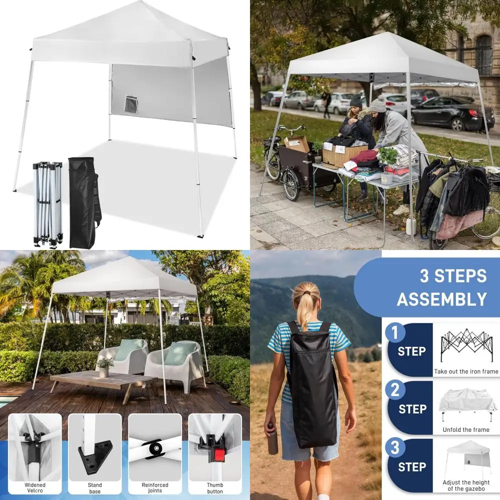 

Waterproof UV-Protected Instant Pop Up Canopy Tent 6x6 Commercial Gazebo with Slanted Legs for Outdoor Events