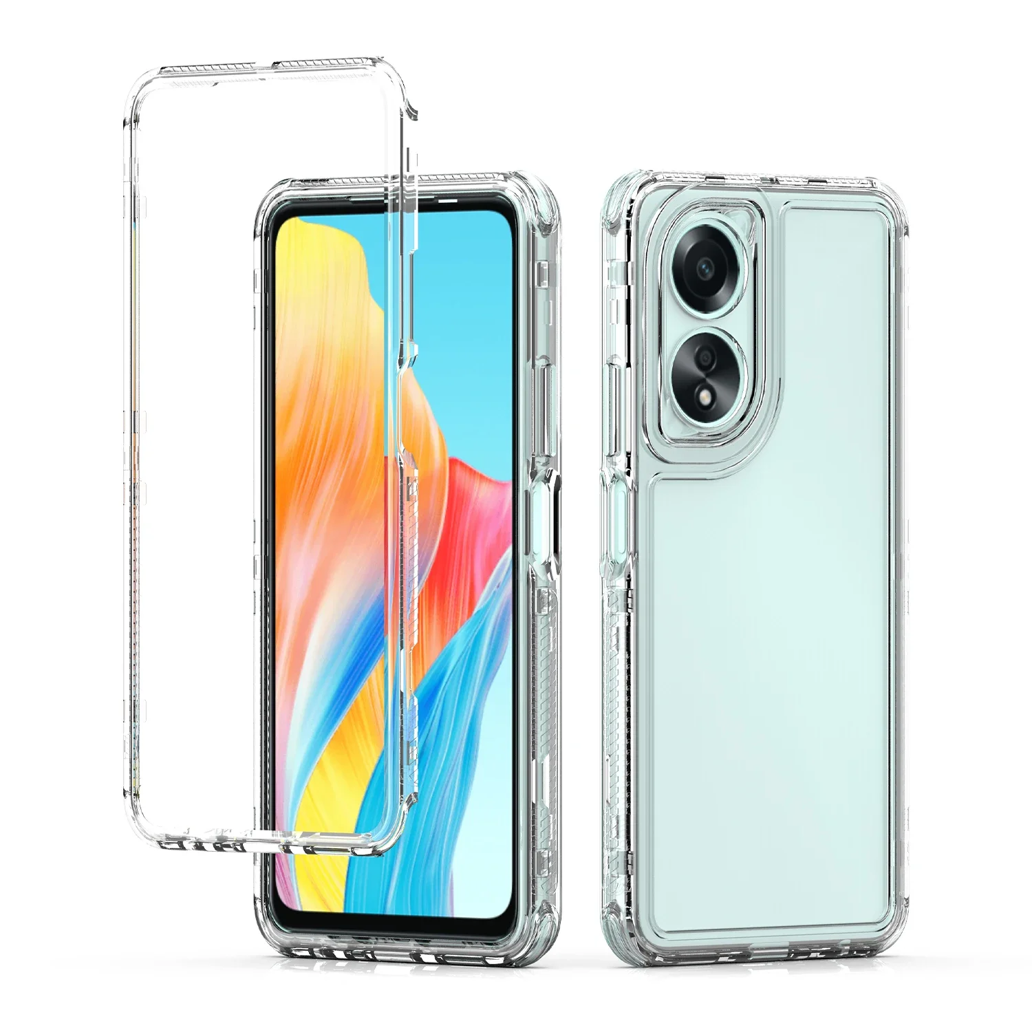 3 in 1 Hybrid Armor Shockproof Phone Case For OPPO A18 A38 A58 A78 4G Hard Plastic Frame Transparent TPU Back Cover Fundas Capa