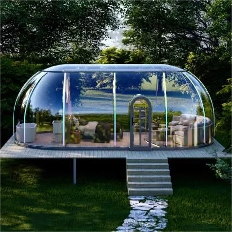 XZ OEM ODM precio bajo Venta caliente lujo transparente Camping Hotel redondo policarbonato Glamping casa de cúpula prefabricada
