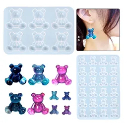 DIY Crystal Epoxy Resin Mold Bear Earring Brooch Hairpin Violent Bear Silicone Mold