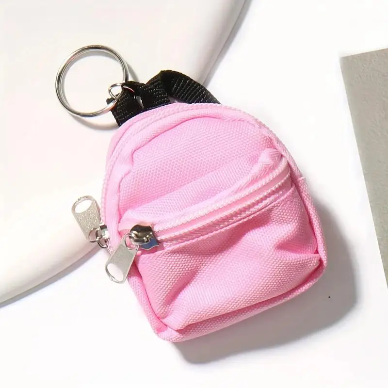 Mini Canvas Backpack Coin Purse with Key Ring Heavy Duty Zipper Closure Lightweight Wallet for Daily Travel Gift Giving