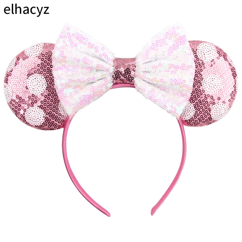 Neue Modische Bunte Pailletten-Schleifen Mausohren-Stirnband für Erwachsene Festival-Party Haaraccessoires Frauen Mädchen Regenbogen-Haarbänder – Detail 6