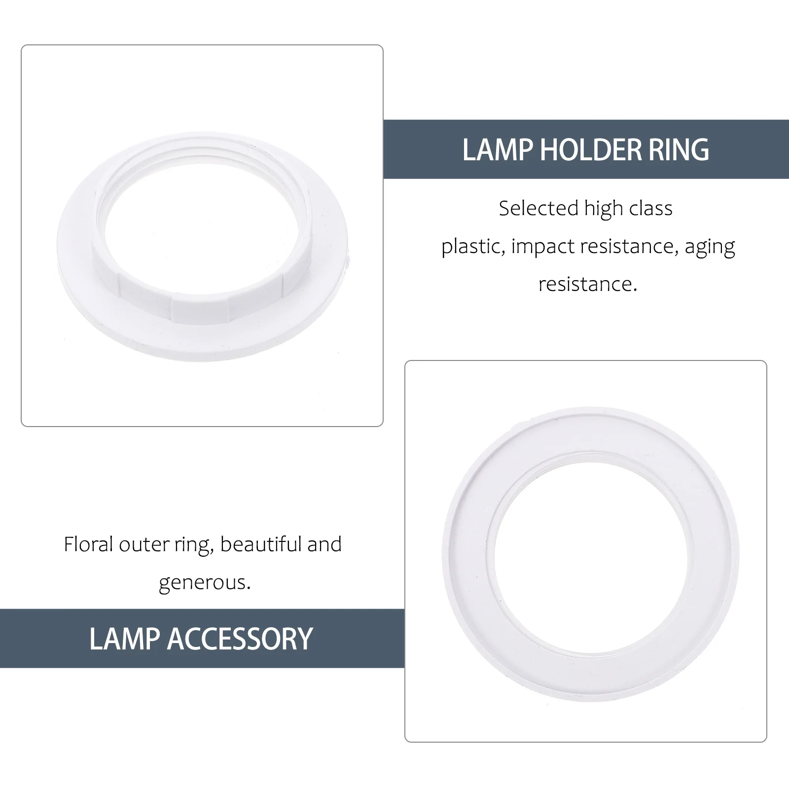 

10Pcs Plastic Lamp Holder Circle E27 Standard Sturdy Design Professional Use Long Service Life Fixture Ring Lamp Holder Ring
