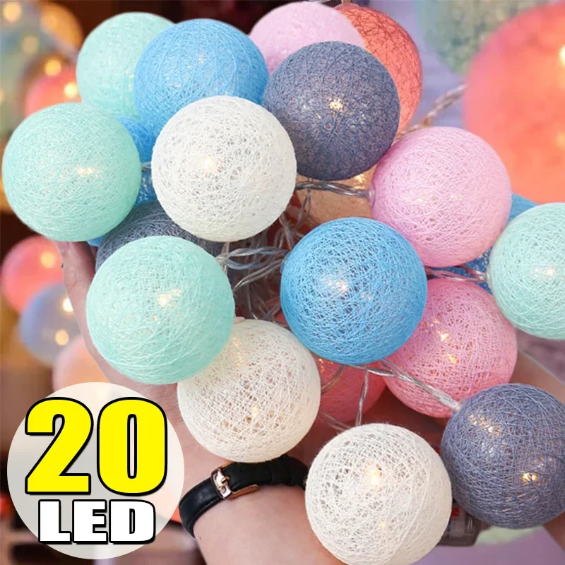 

20LED Ball String Lights Lantern Rattan Battery or USB Control Wedding Christmas Decor Lighting Home Party Garden Ornament Lamps