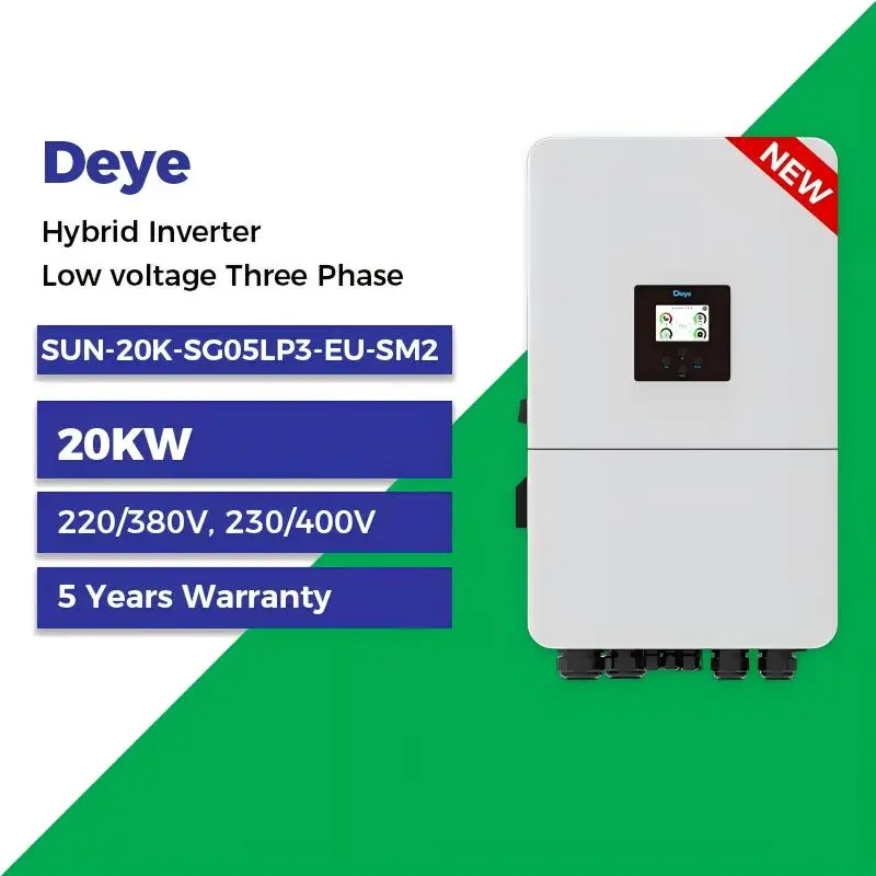New Version Deye Hybrid Solar Inverter SUN-20K-SG05LP3-EU-SM2 380v 14kw 15kw 16kw 18KW 20kw Low Voltage Solar Inverter