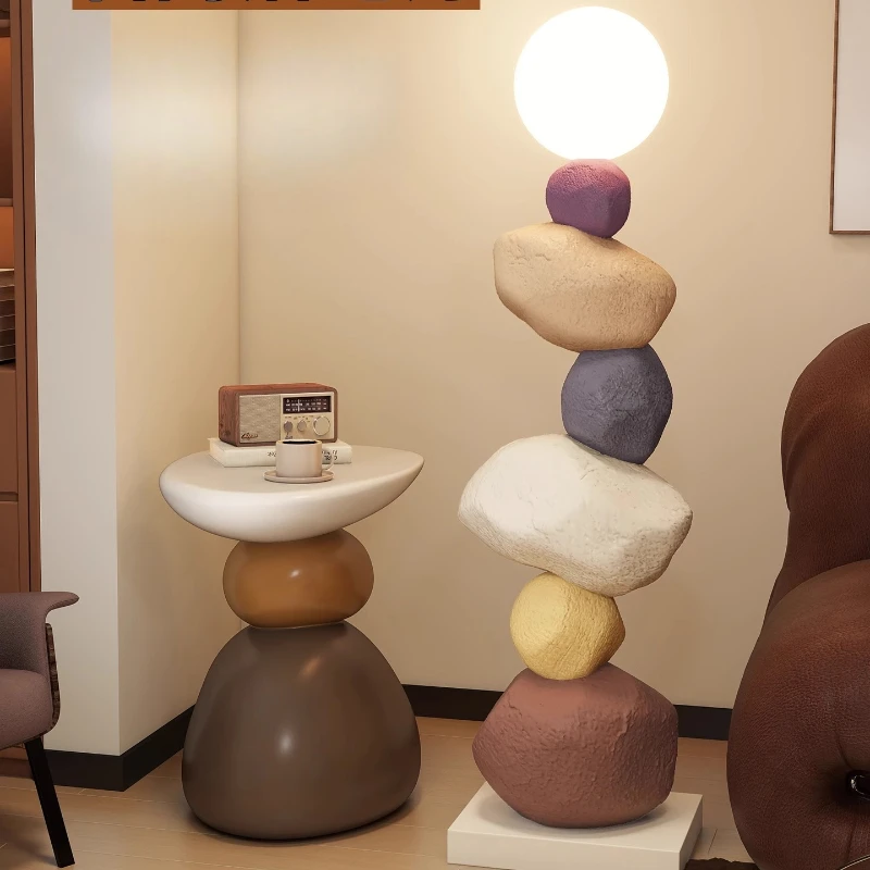 French Colored Stone Stacked Floor Lamps Foyer TV Cabinet Sofa Side Home Decoration Homestay Kitchen Standing Lighting Fixtures