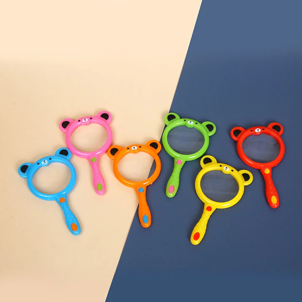 6 Pcs Children's Cartoon Magnifying Glass Mini Magnifier Tool Toddler Science Handheld Pp Small Detailed Inspection