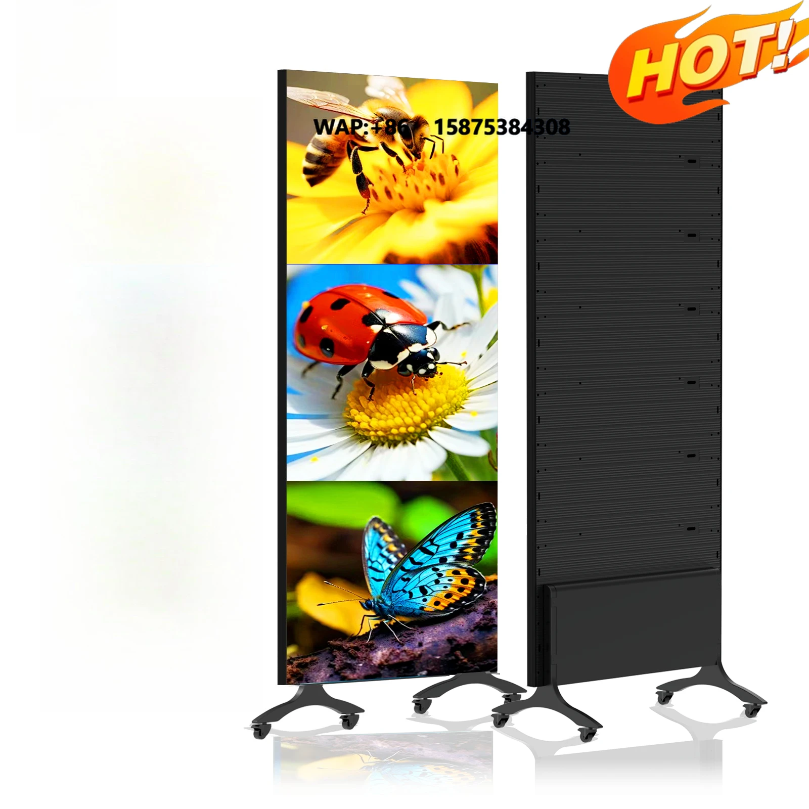 RX High Bright 4K HDR10+ Led Wall Panel Indoor Banner P2.5 Foldable Dual-Face Standing Poster Display 3840Hz Wheel Video TV