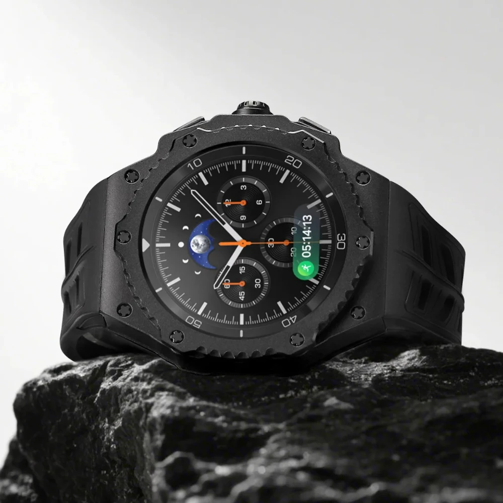 삼성 워치 8 44mm용 고급 개조 키트, 삼성 워치 8 클래식 46mm용 메탈 케이스 및 고무 밴드, 개조 키트 액세서리