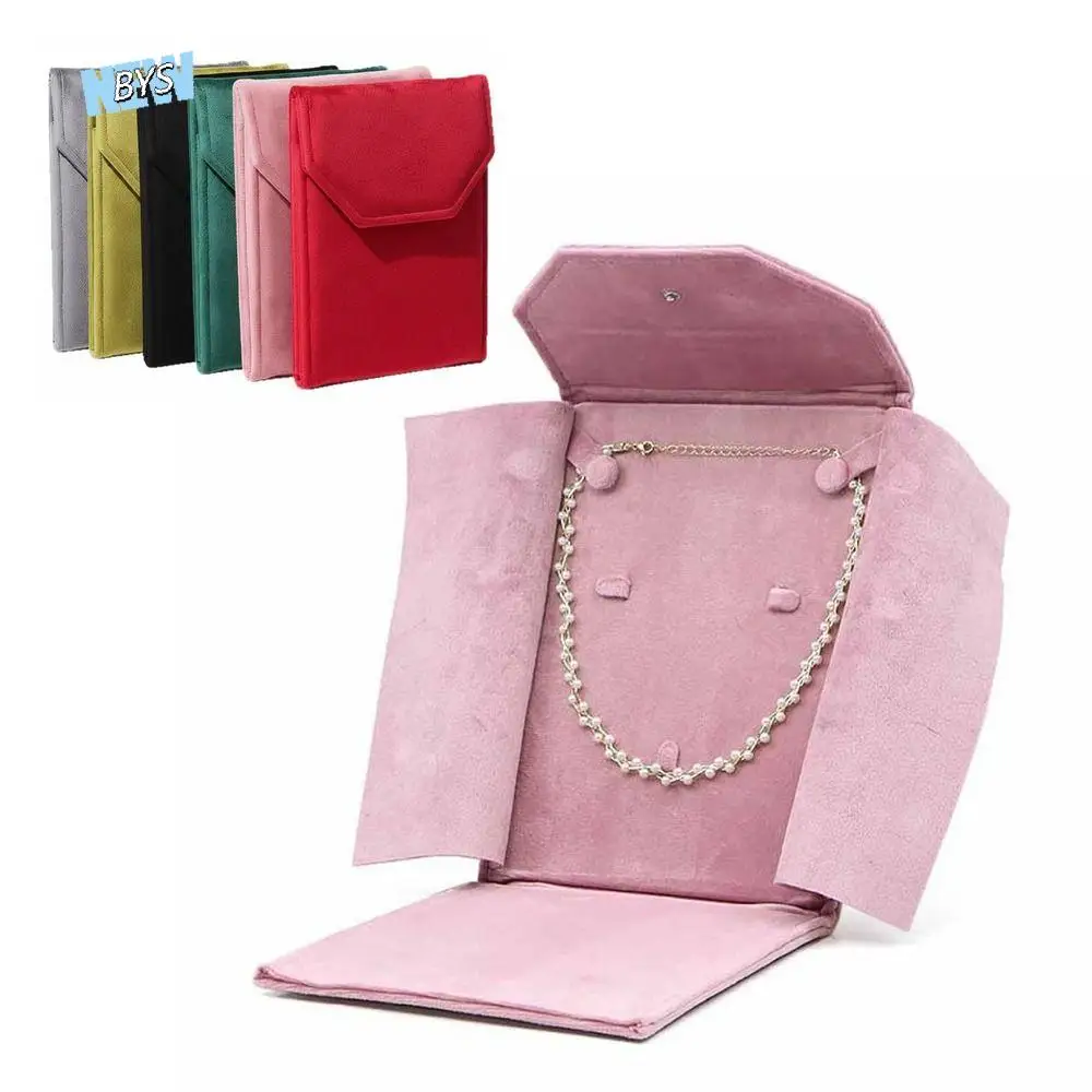 

Velvet Material Velvet Jewelry Pouch Foldable Design Soft Lining Necklace Organizer Bag Snap Button Closure Jewelry Storage Bag