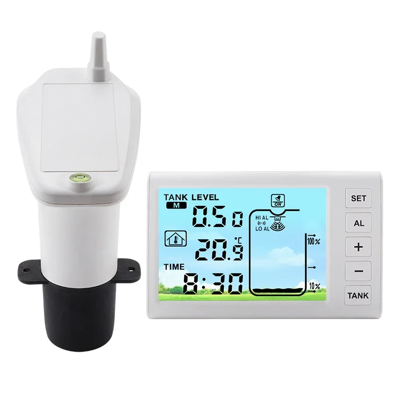 Wireless Ultrasonic Water Tank Liquid Level Meter With IP65 Waterproof Temperature Sensor 1-5m Liquid Depth Monitor Detector