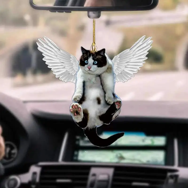 Acrylic car decorations interior animal kitten puppy rearview mirror pendant
