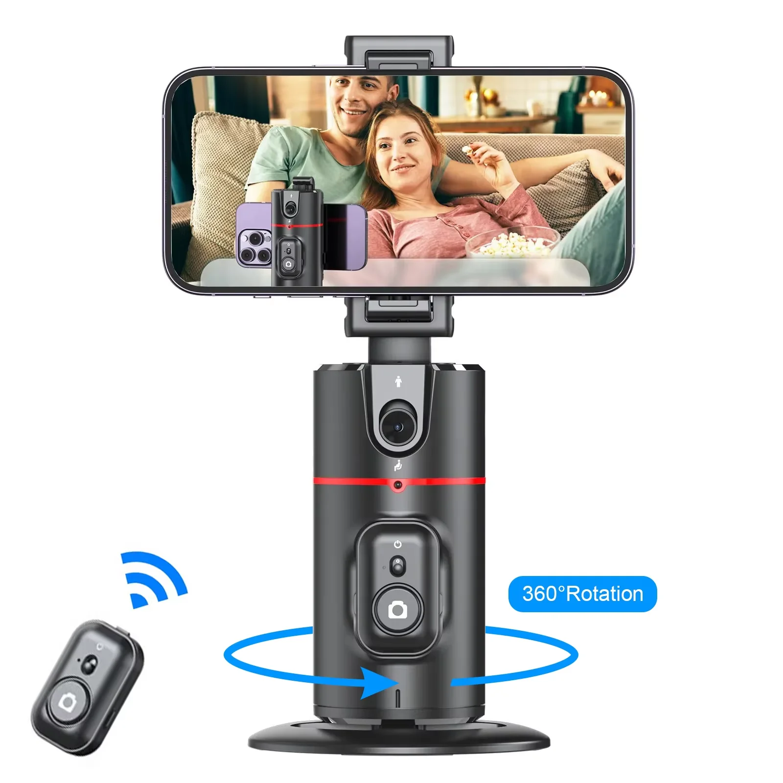 Auto Face Tracking Tripod 360°Rotation,No App, Gesture Recognition Phone Camera Mount Smart Shooting Phone Holder for Live Video