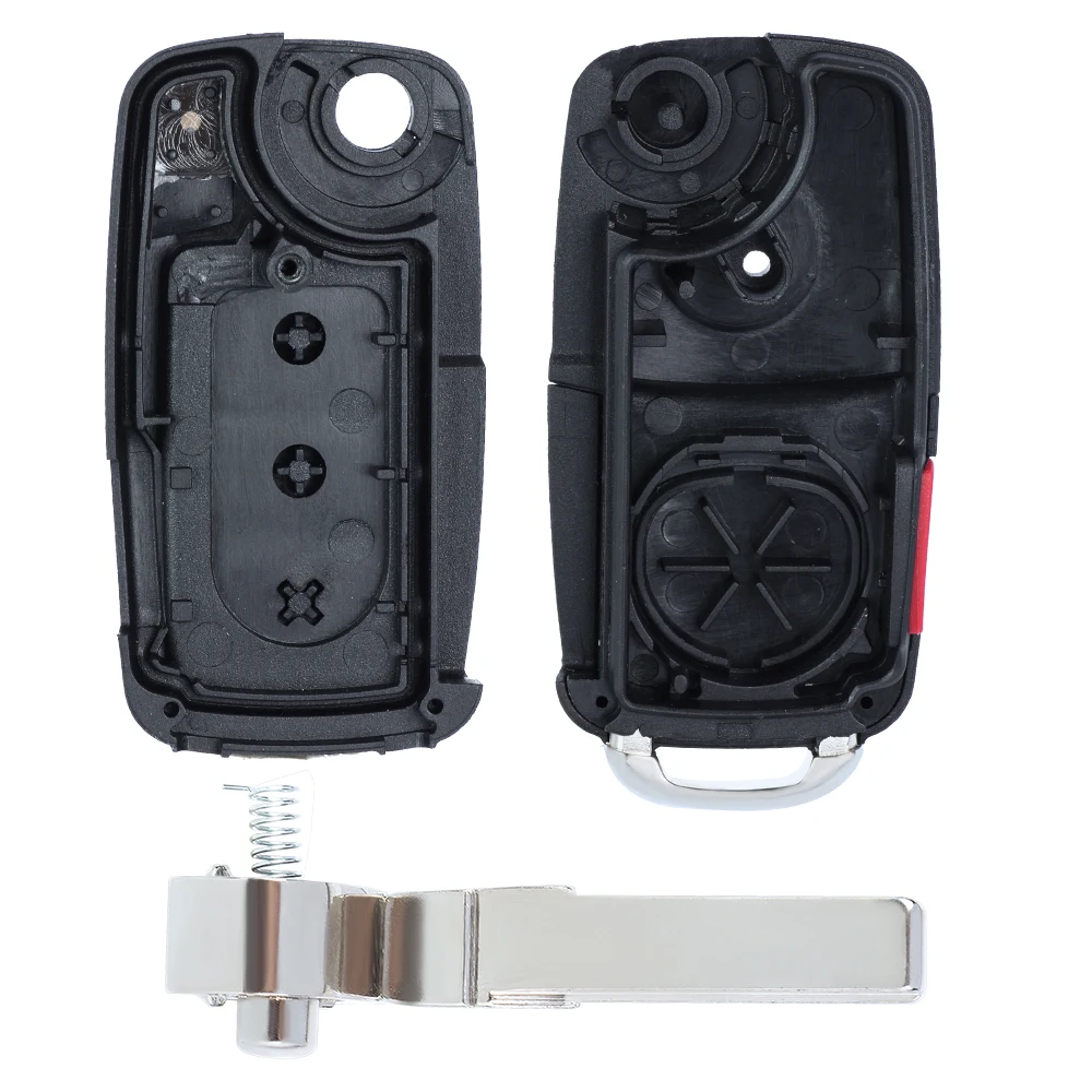 KEYECU 2B/3 Button Flip Remote Folding Key Shell Case Housing Uncut Blade Fob for VW VOLKSWAGEN Tiguan Golf Sagitar Polo MK6