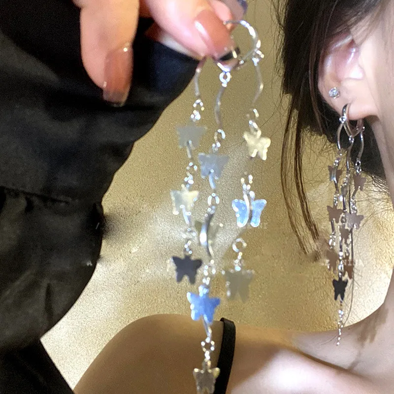 Elegante vergoldete Zirkonia-Schneeflocken-Ohrringe mit langen Quasten für Damen, Strass-Tropfenohrringe, Partygeschenk – Detail 22