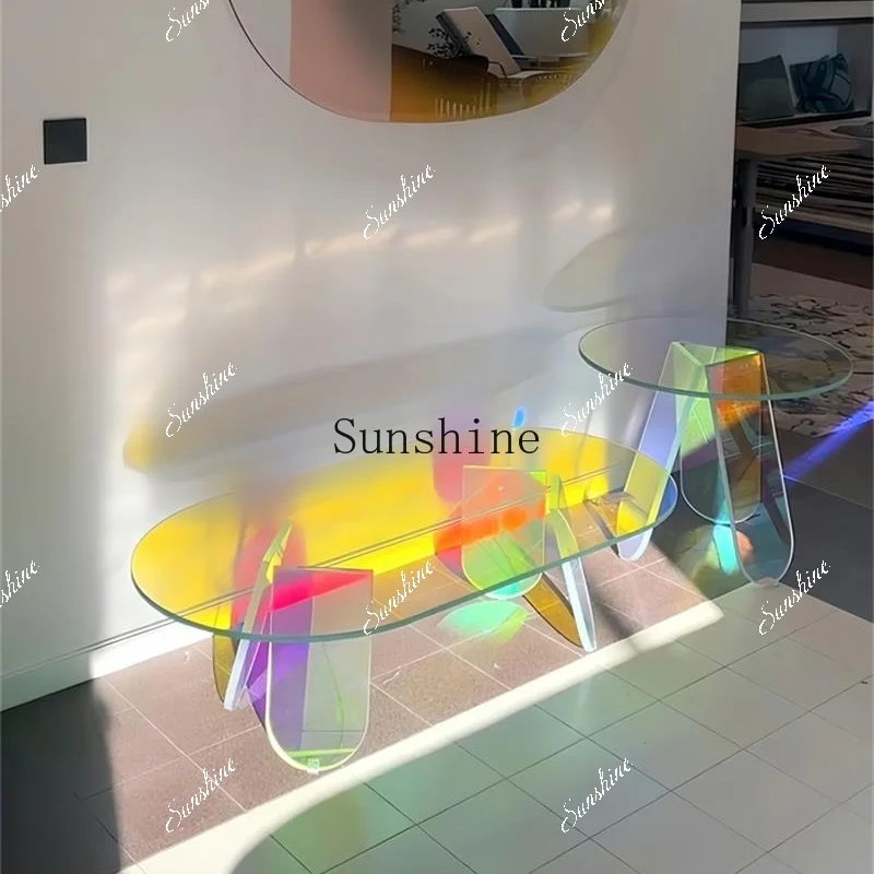 

Modern simple living room sofa side coffee table rainbow coffee table FT