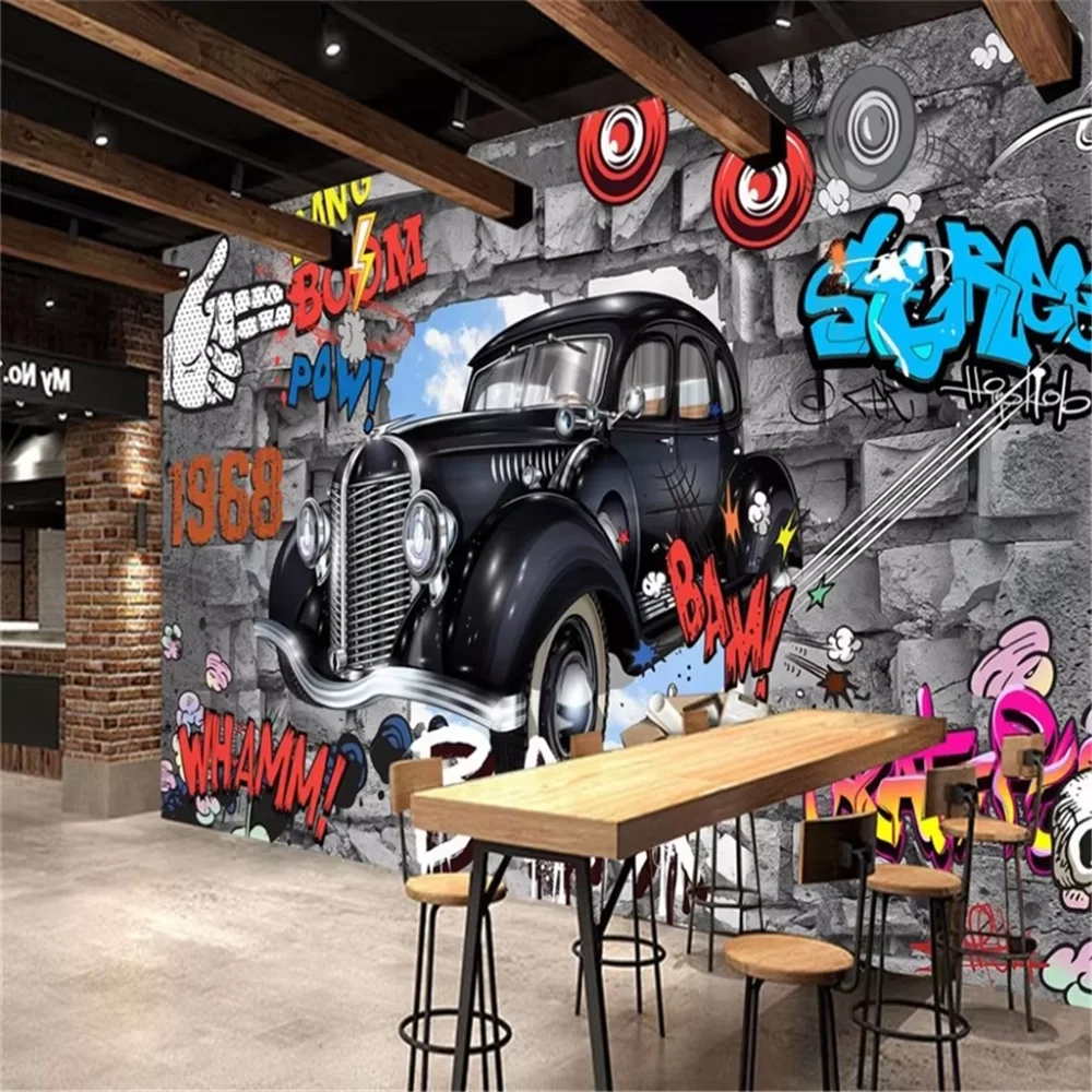 custom 3D stereo car mural KTV Bar personality European retro wallpaper murals children mural wall paper home decor wall art