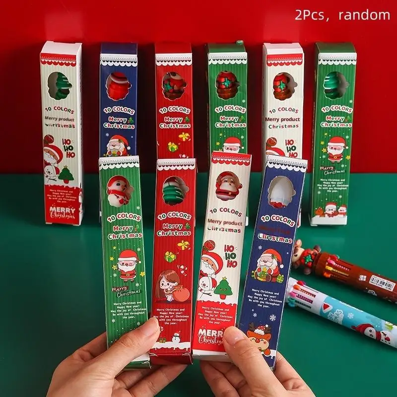 

2Boxs Cute Cartoon Ten Color Ballpoint Pen Creative Color Hand Account Press Pen Student Christmas Stationery Supplies Gifts