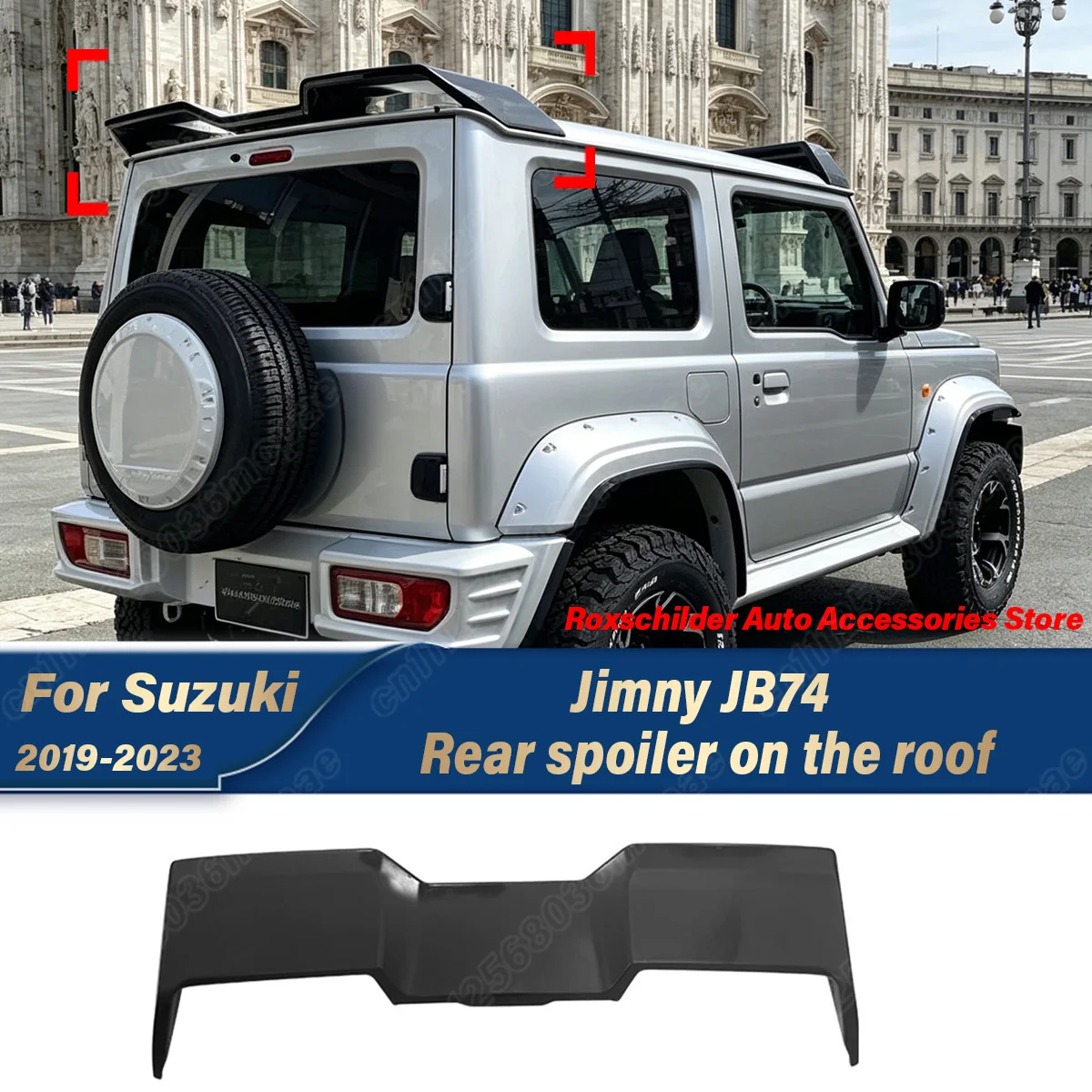 For Suzuki Jimny JB74 2019 2020 2021 2022 2023 Sport Style Matte Gloss Black Rear Roof Spoiler Window Wing Top Trim Body Kit