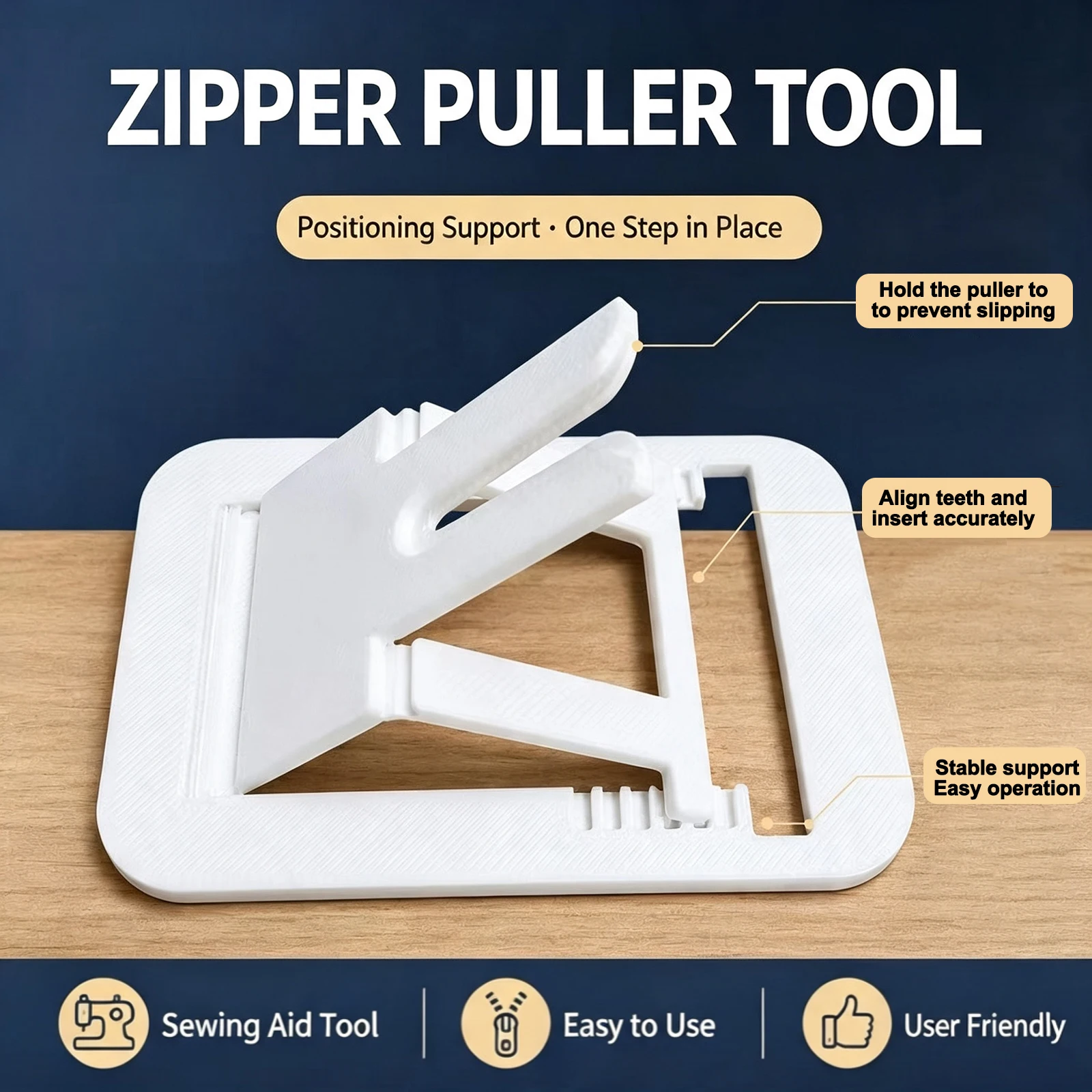 Zipper Pull Jig,Quick Install Zipper Head,Sewing Auxiliary Tool Zipper Puller Positioning Fixture For DIY Sewing Craft
