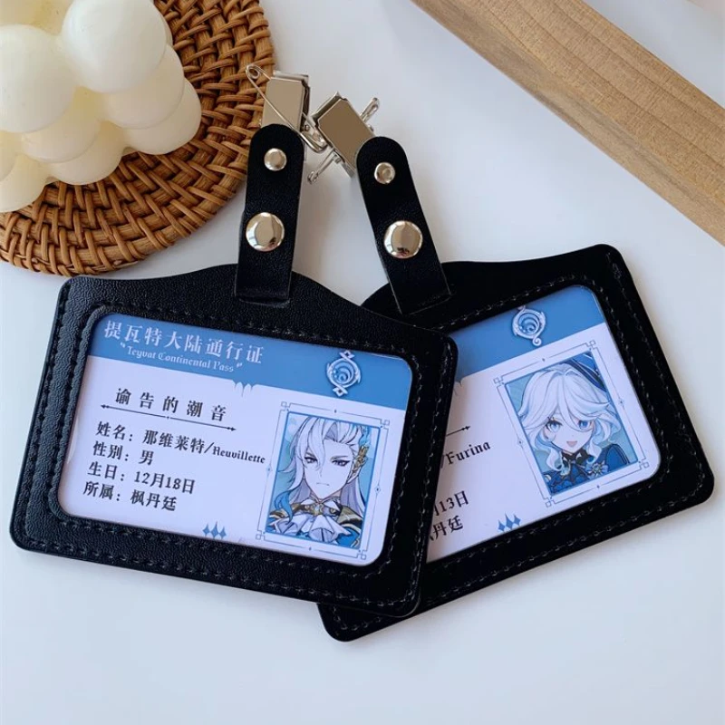 Anime Game Impact Focalors Forina Neuvillette Passport Student ID Card Animation PVC Name Cards For Fans Gifts Cosplay Props