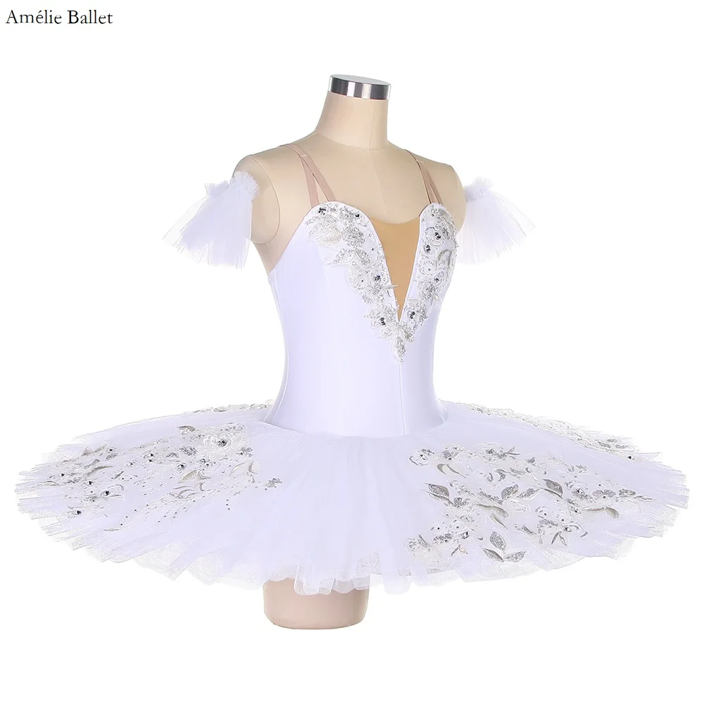 BLL022 Body in spandex bianco Tutu di balletto pre-porfessional Ragazze e donne Costumi di balletto per spettacoli teatrali Ballerina Abito da ballo