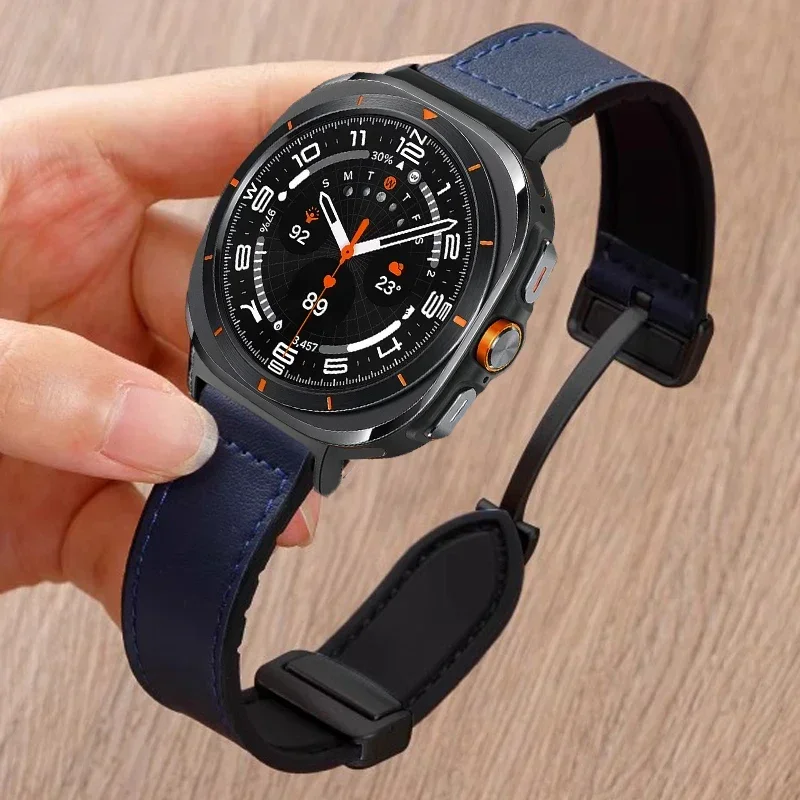 Leder-Silikonarmband für Samsung Galaxy Watch Ultra 2025/7. Ultra-Magnetband-Armband für Galaxy Watch Ultra 2025 Correa
