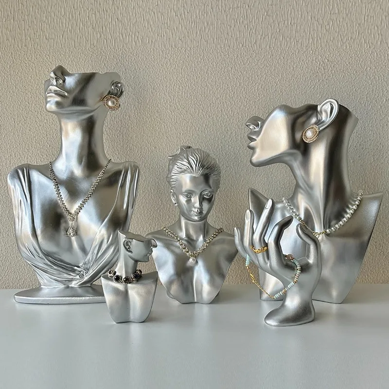 Jewelry Display Stand Portrait Model Necklace Stand Earrings Ring Storage Props Living Room Decoration  Decorative Figurines