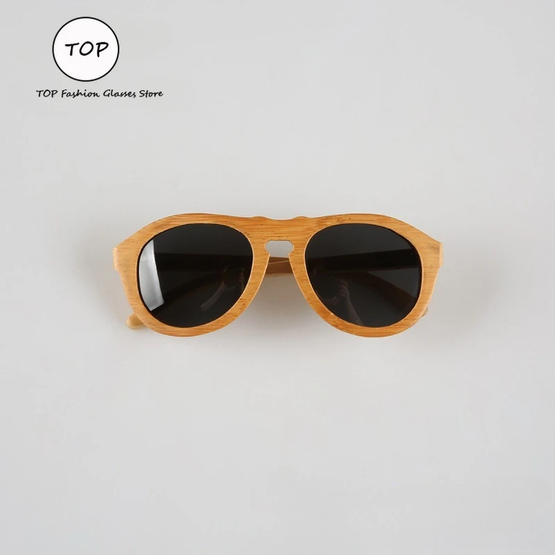 New Trend Men Dyed Brown Bamboo Frame Polarizing Sunglasses Selling Classic Oval Cat Eye Shape Female Bamboo Wood Sunglasses