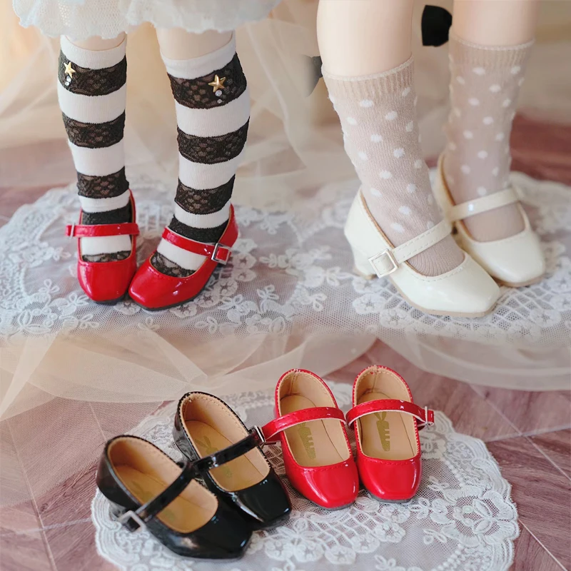 D04-A184 children handmade toy 1/4 1/6 MSD MDD Doll BJD/SD GSC doll Accessories retro square head high heels 1pair