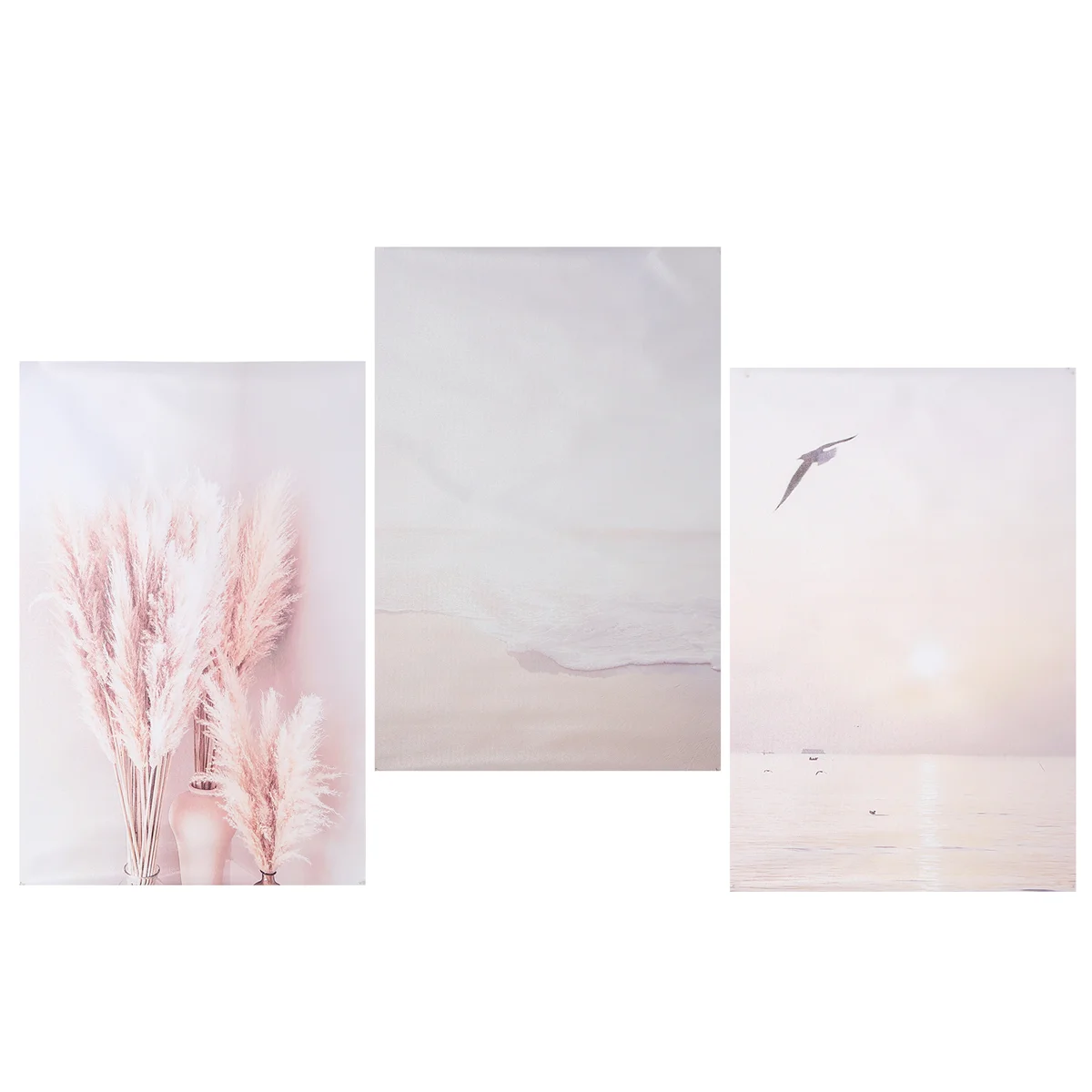 3Pcs Beige Grass Sunset Beach Palm Tree Canvas Painting Nordic Posters and Prints Wall Pictures for Living Room Decor