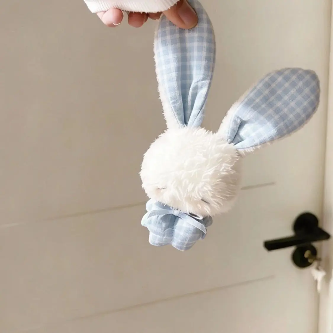 Cute Angel Rabbit Comfort Towel Bean‑bag Plush Doll Keychain Healing Fluffy Pendant Backpack Decor Sweet Gift For Friends