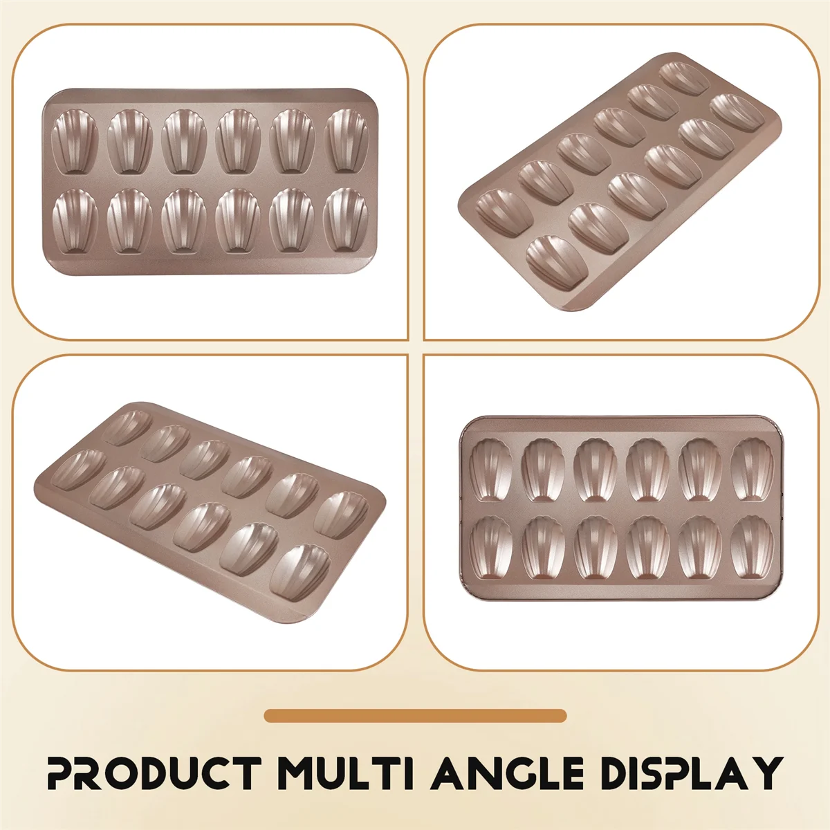 ABEZZ 12Cup Shell Shaped Anti-aanbak Madeleine Pan Koolstofstalen mal Bakvormgereedschap