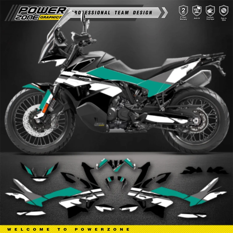 PowerZone Custom Team Graphics Backgrounds Decals Stickers Kit For ADVENTURE 2019-2022 ADV790 Motorcycle Stickers