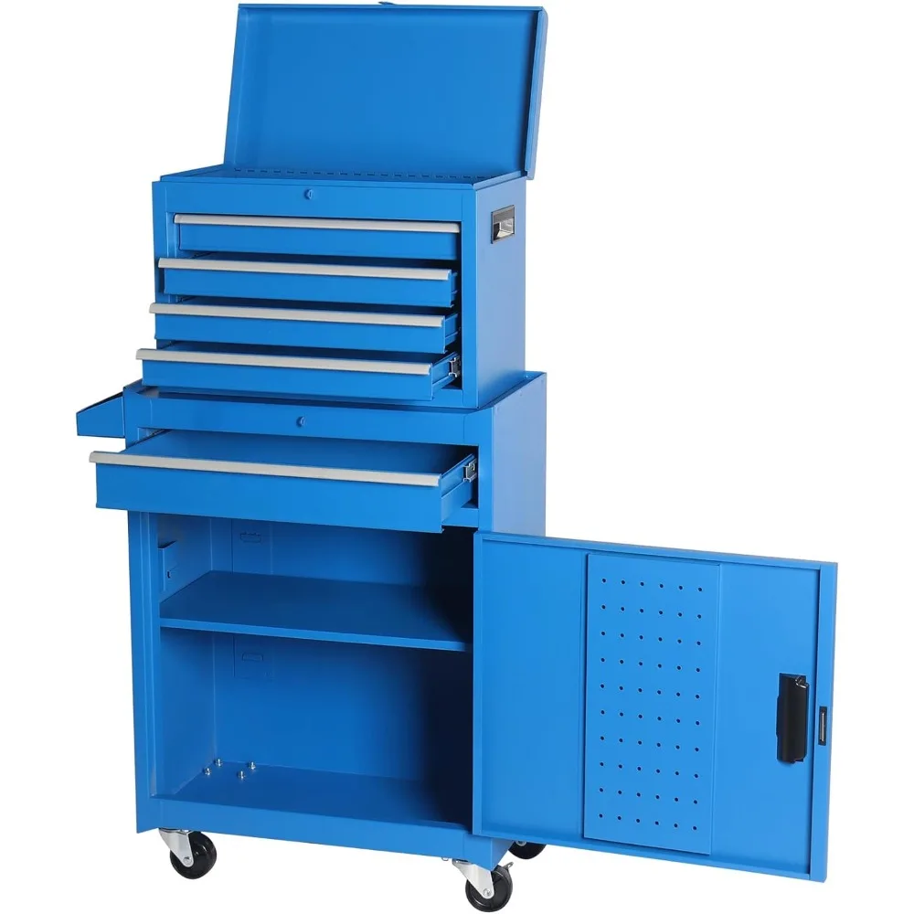 

5-Drawer Rolling Tool Chest With Detachable Top Tool Box, 4 Hooks, Heavy-Duty Metal Tool Cart For Lockable & Removable Garage An