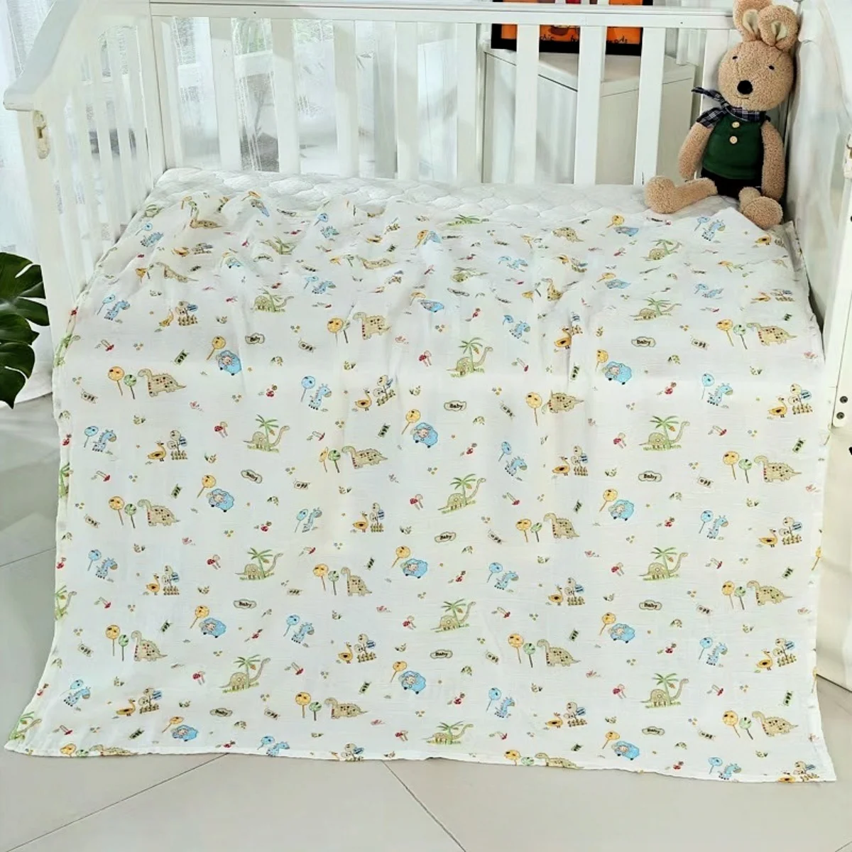 1 pc Dinosaur Print Newborn Muslin Cotton Swaddle Blankets Baby Accessories Baby Photography Wrap Girls Boys Swaddling Blanket