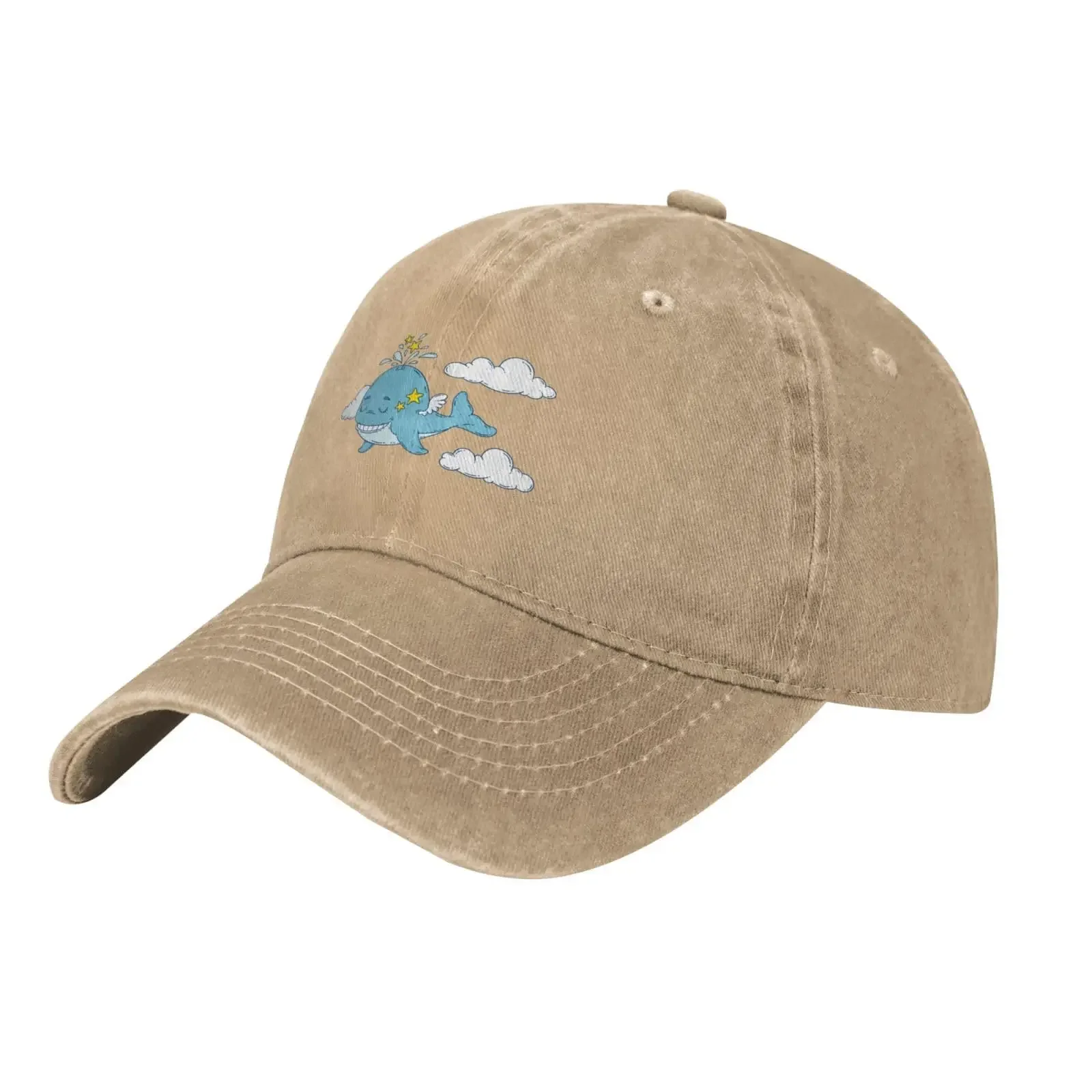 A Whale with Wings in The Sky with Stars Baseball Cap for Men Women Vintage Trucker Golf Hat Cotton Washed Sports