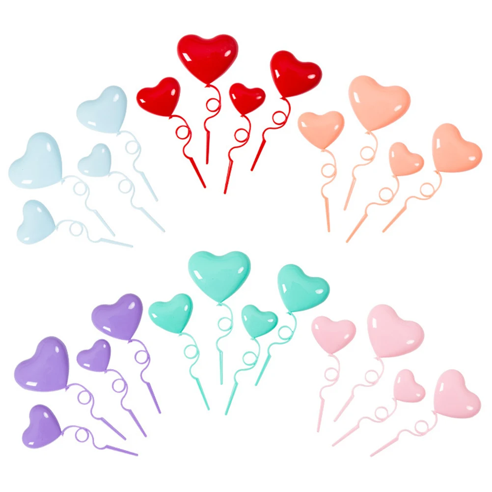 

40pcs Heart Cake Picks Blue Balloon Birthday Party Decoration Party Cake Picks Cupcake Toppers Safe Plastic Material