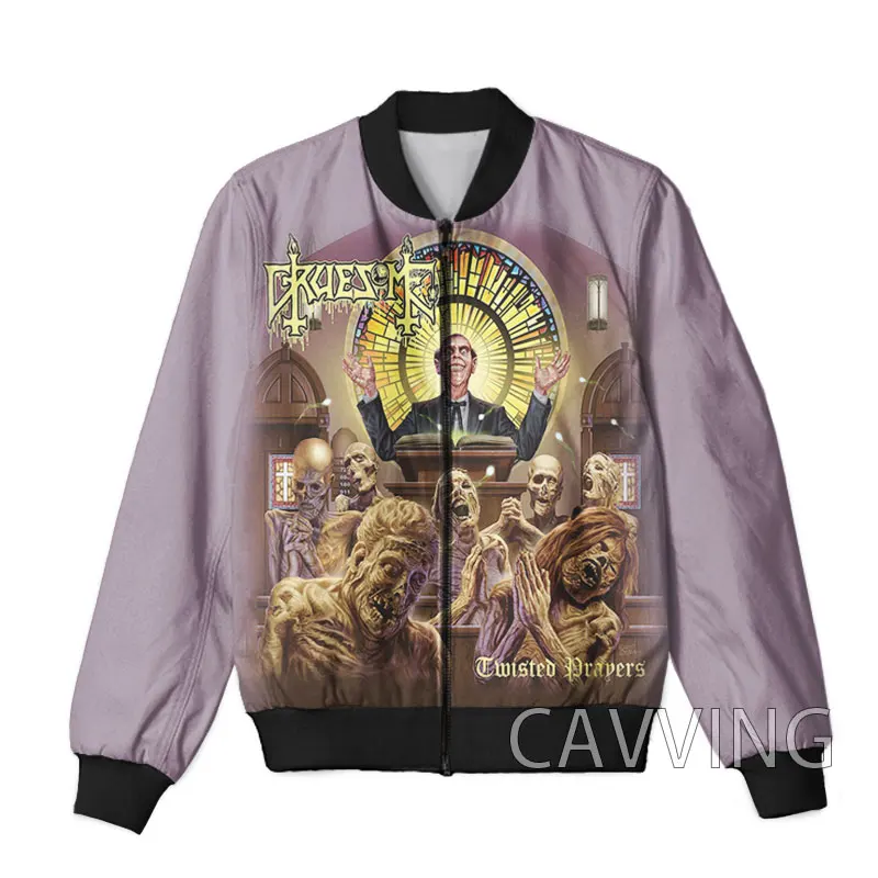 CAVVING 3D Printed  GRUESOME ROCK   Zipper Bomber Jackets Men Overcoat Mens Coat Zip Up Jackets for Women/Men